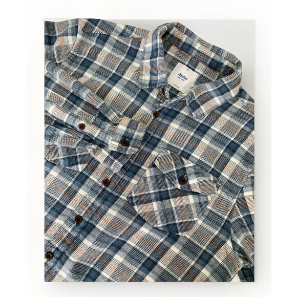 Katin Flannel Shirt Men’s M Blue Plaid Button Up Long Sleeve Pockets Outdoors - Picture 1 of 11